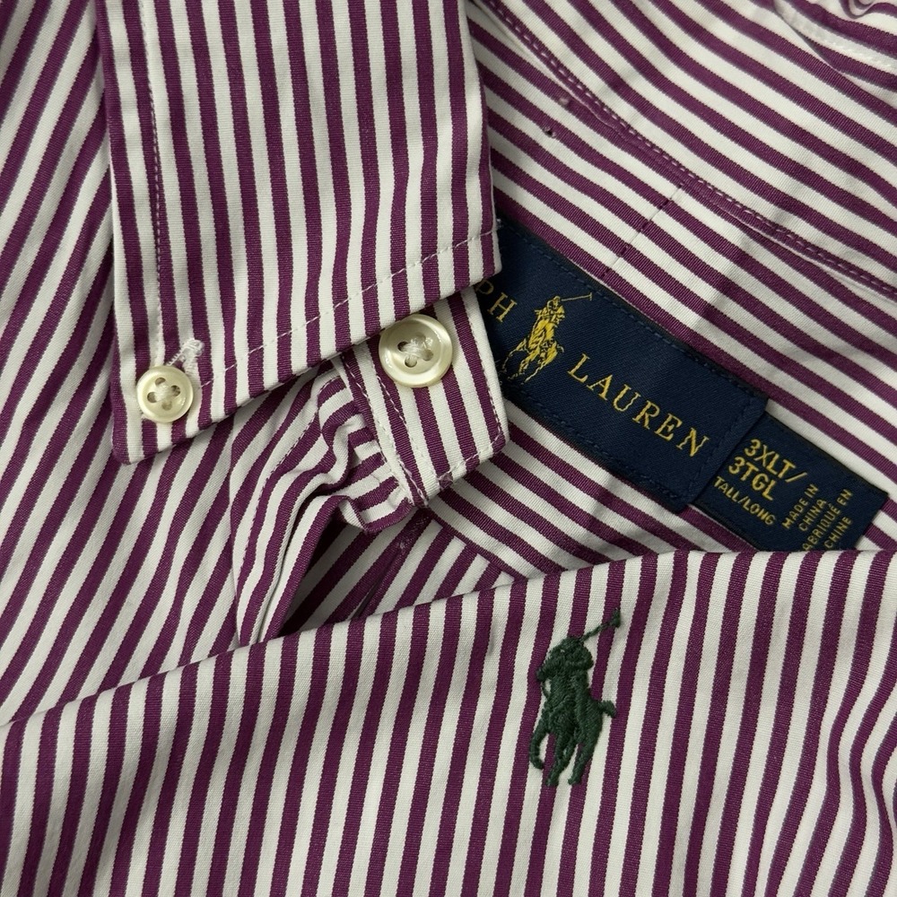 Polo Ralph Lauren Long Sleeve Button Down Oxford Men's 3XLT Purple White Striped